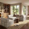 Modular Convertible Sofa Bed 106" L-Shaped with Reversible Chaise, Corduroy Floor Sleeper Boneless Couch, Folding Futon for Living Room, Apartment, Small Spaces, No Assembly Required, Beige