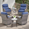Rilyson Outdoor Patio Furniture Set - Weather Resistant Wicker,High Back,6 inch Cushions,6 Piece Patio Furniture Set with Swivel Rocker Chairs and Side Table for Deck Porch Yard,Mixed Grey/Blue