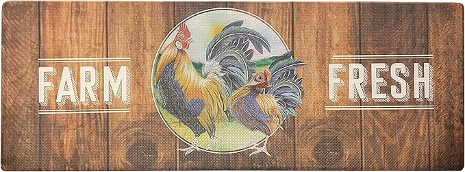 UpNUpCo Artistic Beautiful Anti Fatigue Kitchen Floor Mat - Unique Floor Mats - Pain Relief Padded Kitchen Mats - Floor Mats in Front of Sink - Memory Foam 47" X 17.5" X 10mm Rooster