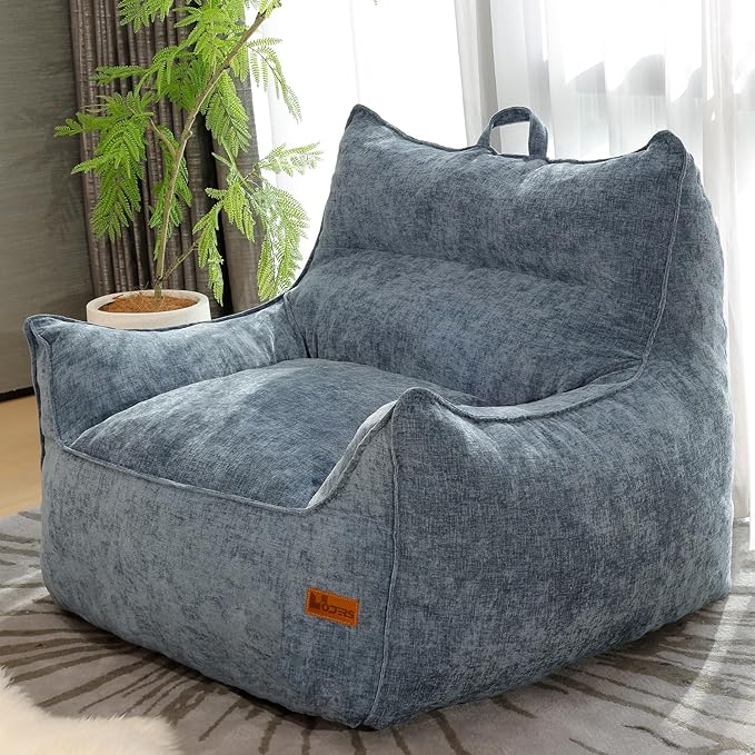 Giant Bean Bag Chair, Beanbag Chairs for Adults, Teens & Kids, Comfy Sofa Chair with Handle & Filling for Living Room, Reading & Gaming, Non-Slip(Bule-XL)