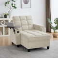 41.7" Oversized Chaise Lounge Chair Indoor, Boucle Upholstered Sofa Bed with Adjustable Backrest, Deep Seat Reading Chair, Sofas Couches for Living Room, Storage, Cup Holders & 360° Swivel Side Table