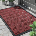 Yimobra Front Door Mat Outside Entrance 29.5x17, Waterproof Heavy Duty Outdoor Mats for Front Door, Non Slip Rubber Entry Mat for Garage Patio Indoor, Black Red