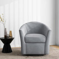 DREAMSIDEA Swivel Accent Chair Armchair, Modern Round Single Sofa Seating Comfy Reading Barrel Chairs for Living Room Bedroom (Light Grey, Set of 1)