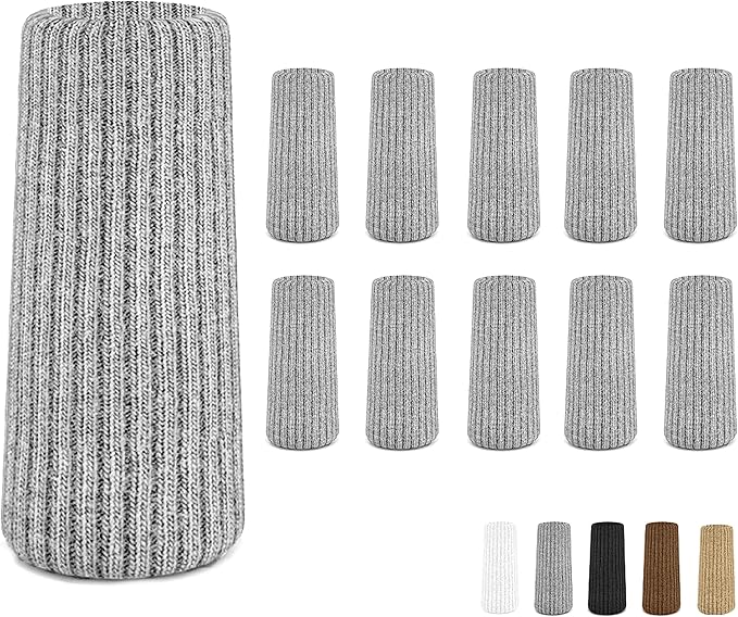 24 Pcs Grey Premium Chair Leg Socks Protectors for Hardwood Floors - Do not Easily Fall Off - Very Easy to Put on - Fits All Leg Shapes - High Elastic Bar Stool Leg Covers - Furniture Pads