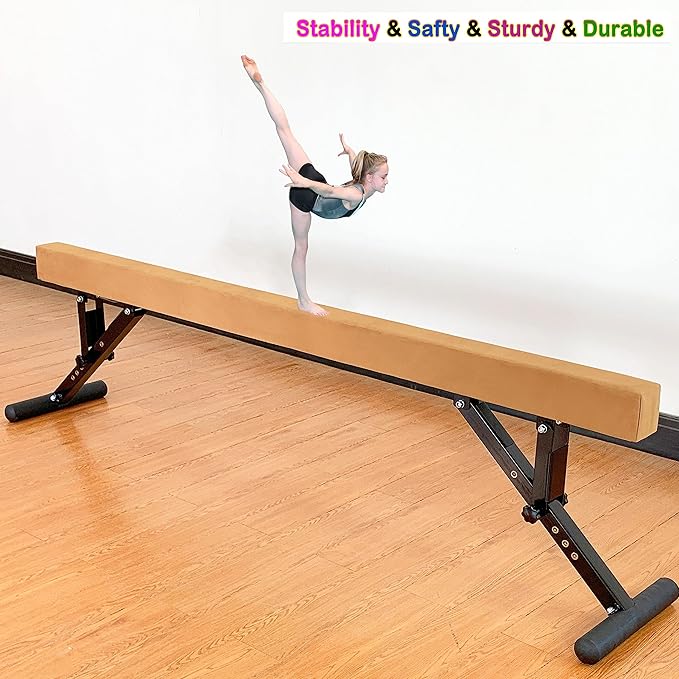 MARFULA Adjustable Balance Beam 8 ft Gymnastic Beam Adjustable Height for Kids and Teenage of All Gymnastic Levels, Gymnastic Training Beam Gymnastic Equipment for Athlete Home and Gym Club Use