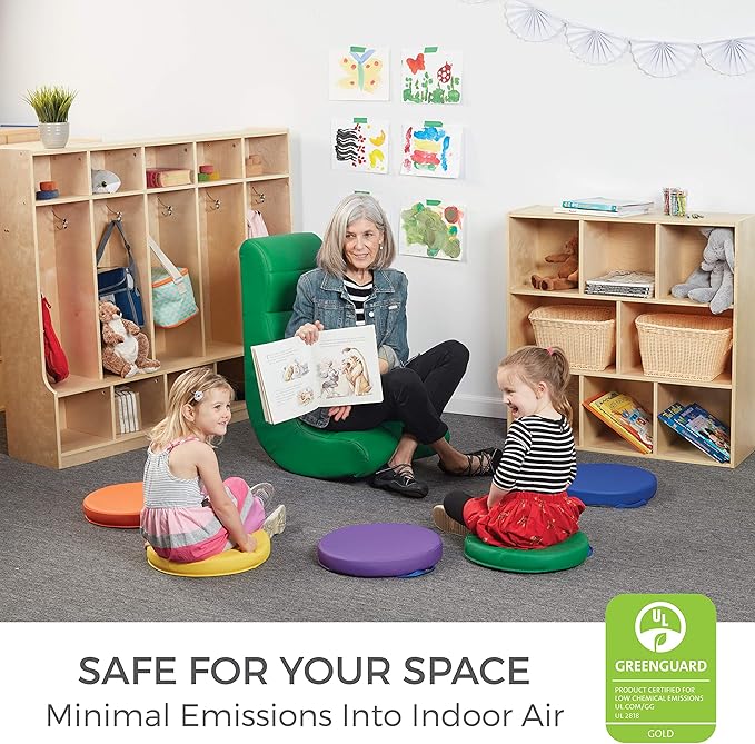 Factory Direct Partners Soft Ergonomic Horizontal Soft Floor Video Rocker - Cushioned Ground Chair Great for Reading, Gaming or Watching TV for Kids, Teens and Adults - Green, 10489-GN