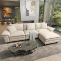 HERA'S HOUSE 124" Modular Sectional Sofa, Oversized L Shaped Couches for Living Room, Comfy Cloud Couch with Ottoman, 4-Seater Deep Seat Sofa with Throw Pillow, Chenille Beige