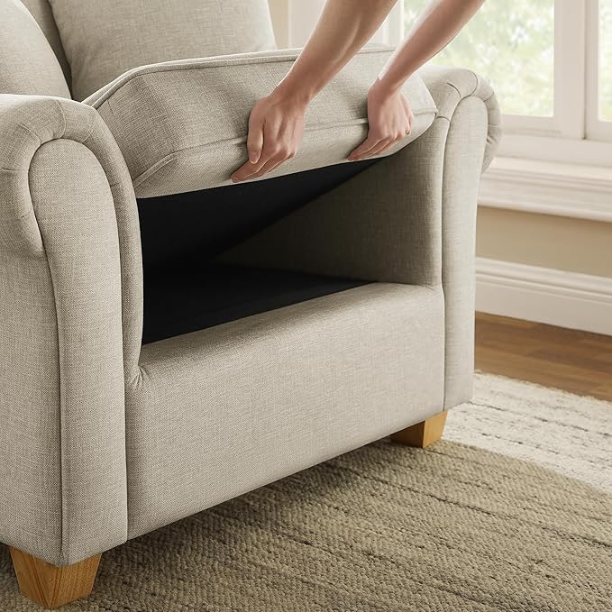 VANOMi 40" W Oversized Accent Chair, Oversized Reading Chair for Living Room, Comfy Reading Nook Chairs for Bedroom, Upholstered Large Chair Armchair Single Sofa for Small Space (Light Khaki)
