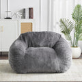 Indoor Bean Bag Chair,Faux Fur Lounge Seat with Shredded Memory Foam Fill – Ergonomic, Eco-Friendly, Comfort Space-Saving Floor Seating for Bedroom Dorm Apartment Living Room,Gray