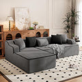 PHI VILLA 104" Cloud Sectional Sofa, Modern L-Shaped Couch with Deep Seat, Compressed Couches for Apartment Living Room, No Assembly Required, Corduroy, Grey
