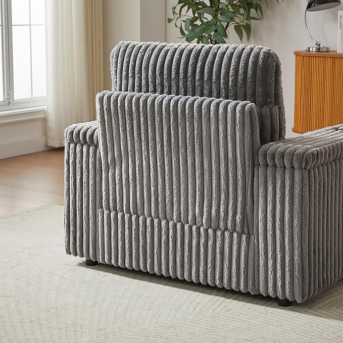 Eafurn 42.5" Oversized Accent Chair with Storage Ottoman Convertible Chaise Lounge, Corduroy Cloud Sofa Chair w/Cupholders, Modern Extra Wide Armchair