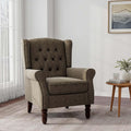 DREAMSIDEA Accent Chair, Upholstered Armchair with Button Tufted High Back & Solid Wood Legs, Comfy Wingback Reading Single Sofa Chair for Small Spaces, Living Room, Bedroom (Taupe, Set of 1)