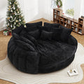 82'' Oversized Upholstered Sofa Bed, Round Chaise Lounge Chair Indoor, Modern Chenille Boneless Couch, No Assembly Required, Plush Sleeper Chair with 14 Pillows for Living Room, Black