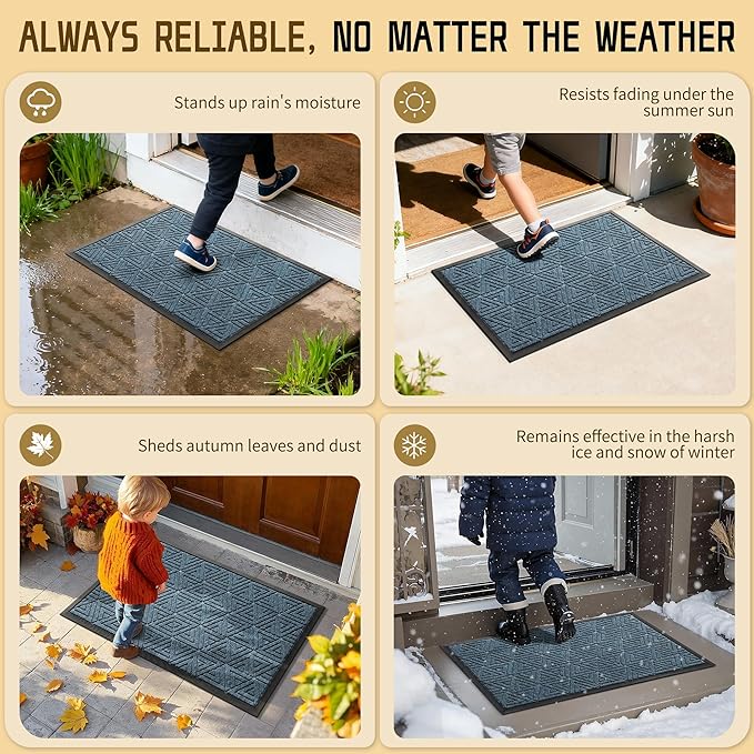 Yimobra Extra Large Door Mat 60x36, All-Weather Waterproof Non-Slip Welcome Matt Outdoor, Heavy Duty Non Slip Doormat for Entryway for Patio and Garage Indoor, Easy Clean, Mix Blue