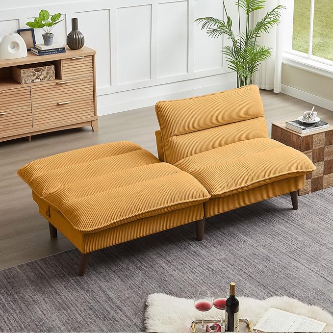 Futon Sofa Bed, 72" Small Couches for Small Spaces, Folding Love Seat Couch with Adjustable Back, Convertible Upholstered Sleeper Sofas for Living Room, Office, Apartment