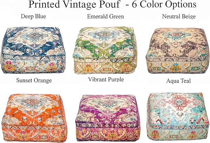 Mandala Life ART Moroccan Floor Cushion Cover Purple Square Large Meditation Pillow Case Moroccan Décor Pouf Ottoman Perfect for Living Room, Bedroom, Nursary or Children Room unstuffed