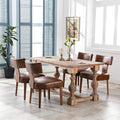 RIVOVA Set of 4 PU Leather Upholstered Side Chairs, Modern Kitchen Armless Parson Chairs Solid Wood Dining Chairs, Brown