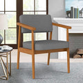 LSSPAID Mid Century Dining Chair Set of 1, Grey Fabric Upholstered with Walnut Finished Handrails Comfy Backrest, Farmhouse Dining Room Chairs for Kitchen, Living Space & Restaurant