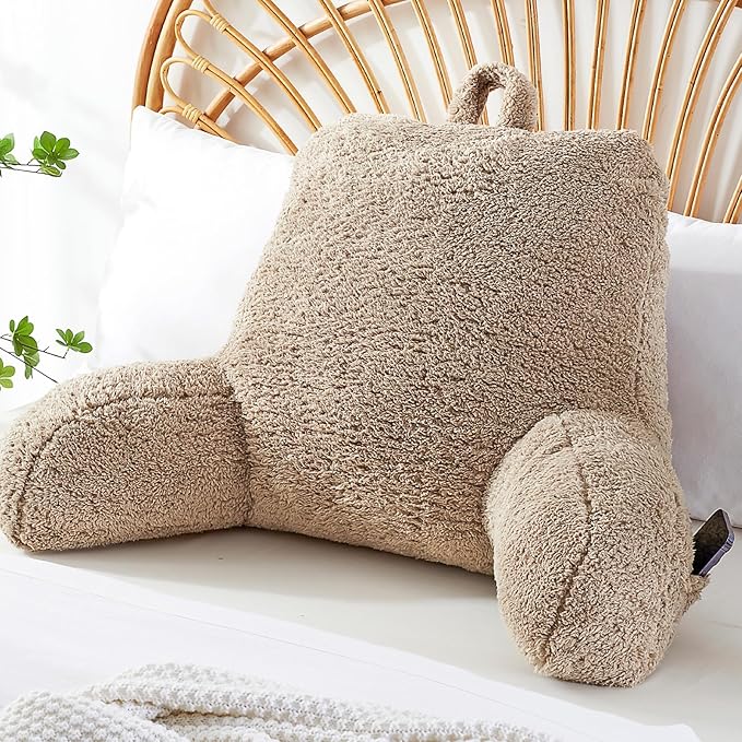 StarAneer Reading Pillow for Sitting in Bed, Back Pillow Reading Pillow with Arms & Back Support, Dorm Room Essential for Girls and Boys Bed Chair Pillow
