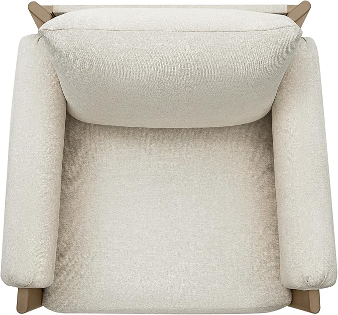 CHITA Accent Chair, Mid Century Modern Fabric Upholstery Armchair for Living Room, Grey Solid Wood Frame, Fabric in Linen