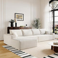 AUGOP 136" Sectional Couches for Living Room Modern Modular Sofa with L-Shape Couchs Upholstered Boneless Couch Deep Seat Sectional Couch with Chaise (White, Left Facing Chaise+3Seaters)