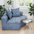 L Shaped Single Sofa, Modern Comfy Chenille Fabric Loveseat Couch, No Assembly Required Small Couch with Deep Seat, 2 Pillows for Living Room, Apartment, Bedroom