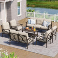 FansaFurn 7-Pieces Outdoor Patio Furniture Set, Outdoor Metal Sectional Furniture with Cushions, Outdoor Conversation Seating Set with Coffee Table for Garden, Balcony, Deck, Backyard, Khaki