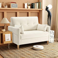 47" Small Sofa Couch, Soft Chenille loveseat Mini Couch with Throw Pillow and Removable Cushion Cover for Small Spaces, Bedroom, Apartment, Dorm, Office, Living Room(Beige)