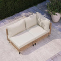 LAUSAINT HOME 2 Pieces Outdoor Sectional Sofa Set, All-Weather PE Wicker Rattan Patio Conversation Set with Thick Cushions & Coffee Table, Patio Furniture Set for Garden, Backyard, Porch (Beige)