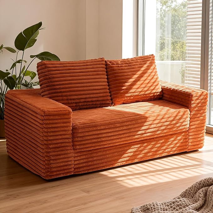 HABUTWAY Convertible Folding Sofa Bed Couch,3 in 1 Pull Out Couch Bed,Loveseat Sleeper Sofa Bed,Boneless Couches with Pillows for Living Room Bedroom, Brown