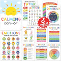 BEAWART 12 Calming Corner Classroom Posters (10x14) - Feelings Wheel Chart & Emotions Poster For Kids, Calm Down Corner Supplies For Therapy Office Decor, Mental Health Wall Decorations For Preschool