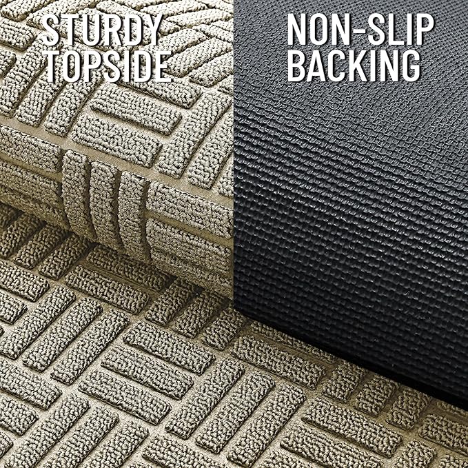 OLANLY Front Door Mat Outside Entrance 33x21, Absorbent, Heavy Duty Sturdy Natural Rubber Doormat Indoor Outdoor, Stain and Fade Resistant, Non-Slip Backing Low Profile Floor Mat for Entryway, Beige