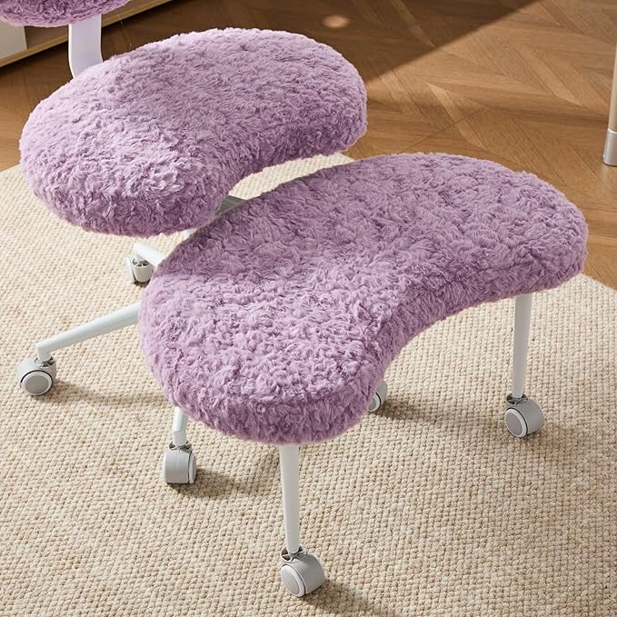 Cross Legged Office Chair for Adults, Criss Cross Office Chair with Wheels, Adjustable Meditation Chair with Lumbar Support, ADHD Desk Chair for Home Office, Violet