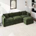 Aoowow Modular Sectional Sofa Modern Convertible L Shaped Couch,112.2 Inch Deep 3-Seater Sofas Set Comfy Chenille Cloud Sofas and Couches with Movable Ottoman for Living Room Apartment（Green）