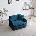 Aoowow Single Deep Seat Sofa Comfy Chenille Couch,Modern Upholstered Accent Armchair with Pillow for Living Room Bedroom Apartment(Blue)
