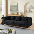 mikibama Modern Teddy Sectional Sofa, 81 Inch Oversized Sofa Couch, Luxury 3 Seater Deep Couch with 3 Pillows and Gold Metal Legs for Living Room, Bedroom, Apartment (Black)