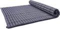 Leewadee - Foldable Floor Mattress - Japanese Roll Up Futon -Trifold Tatami Mat- Guest Floor Bed - Camping Mattress - Thai Massage Mat, Kapok Filled, 75 x 57 inches, Blue White