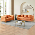 mikibama Luxury Teddy Sofa Set for Living Room, Modern Decor Furniture Sectional Sofa, 3 Seater Couch and Loveseat with 5 Pillows for Apartment, Office, Hall (Orange)