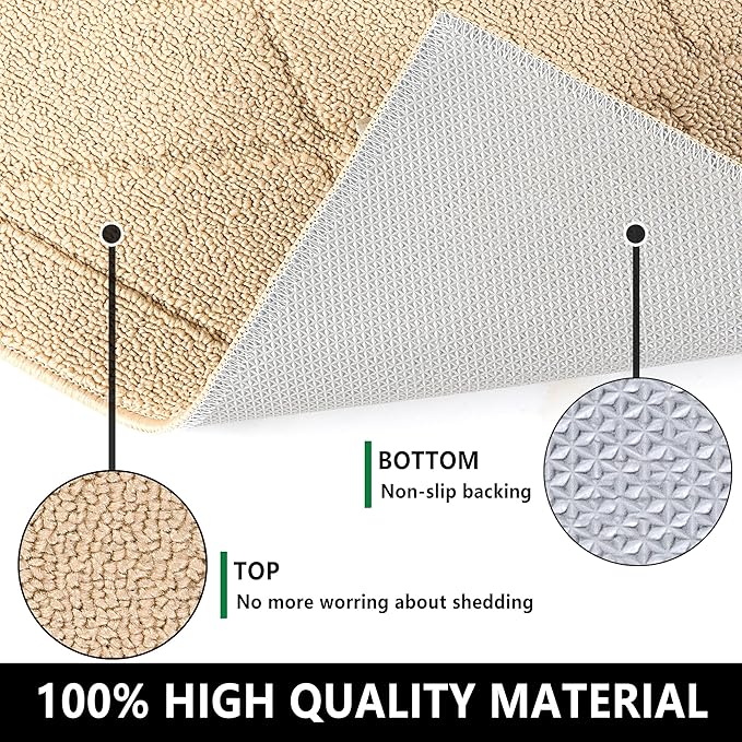 REFETONE Indoor Doormat, Front Back Door Mat 32"x48" Rubber Backing Non Slip Mats, Absorbent Washable Entrance Doormat for Entryway, Resist Dirt Low-Profile Inside Floor Mat for Muddy Shoes, Golden