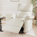 QKFF Power Swivel Rocker Recliner Chair for Nursery, Upholstered Snowflake Velvet 270°Swivel Glider Rocker Chair with USB Ports, Small Power Recliners for Small Spaces Living Room