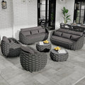 Erotr Lanai Outdoor Furniture Set: 6-Piece Aluminum Woven Rope Patio Conversation Set - Modern Cushions Sofa Set Assembled - Porch Seating Couch Set for Deck Yard Garden Pool Hotel Resort, Dark Grey