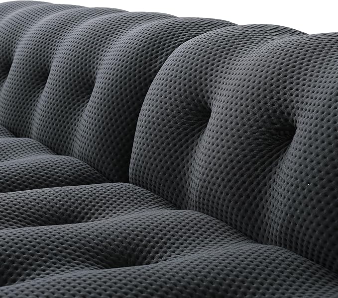 86.6inch Modular Sectional Couch,Oversized Loveseat Sofa, 3D Mesh Fabric Comfy Cloud Sofa Couches, Curved Couch for Living Room, Office, Apartment,No Assembly Required (Black, 86.6")