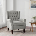 DREAMSIDEA Accent Chair, Upholstered Armchair with Button Tufted High Back & Solid Wood Legs, Comfy Wingback Reading Single Sofa Chair for Small Spaces, Living Room, Bedroom (Grey, Set of 1)