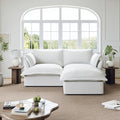Lopzeho 82” Modular Sectional Sofa, Comfy Down Fill Cloud Couch with Movable Ottoman, L Shaped Modular Small Couch with Washable Cover, Sectional Couches for Living Room Small Apartments, Cream White