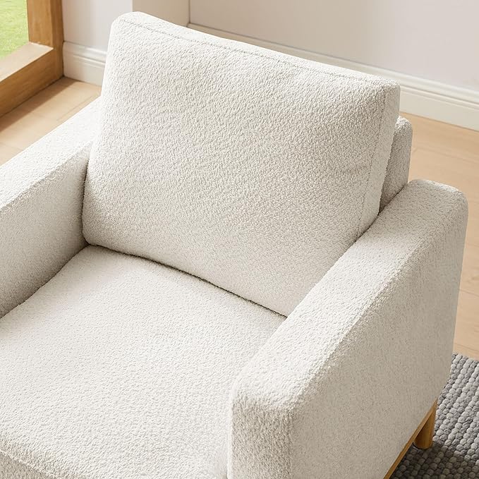 VANOMi Oversized Accent Chair, Mid Century Modern Upholstered Armchair for Living Room, Comfy Chair for Bedroom Reading Chair, Single Sofa for Small Space with Rubberwood Base