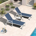 PURPLE LEAF Lounge Chair Outdoor Set 2 Pieces White Aluminum Chaise Lounge with Armrest and Wheels for Pool Deck Patio, Indigo