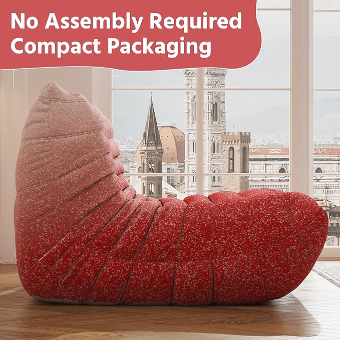 Bean Bag Chair, Fireside Chair, Large Bean Bag Chair for Adults, Bean Bag Chairs for Teens with High-Resilience Foam, Non-Slip Base Floor Lounge Sofa,Living Room (Gradient White-Pink, Single)