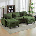 URRED Cloud Couch Modular Sectional Sofa, 122" Modern U Shaped Deep Seat Sofa with 2 Ottomans & Pillows, Ultra Comfy Corduroy Couches for Living Room, Bedroom or Apartment, Green