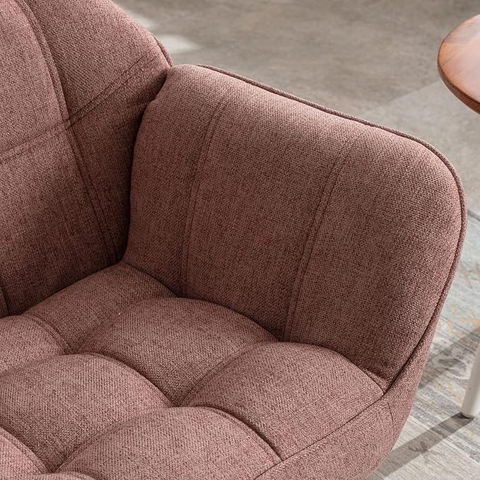 QUINJAY 48" Small Loveseat Sofa, Modern Linen Fabric Mini Sofa Couch 2-Seater Love Seat with Quilting Backs and Wood Legs for Living Room, Bedroom and Small Space, Pink