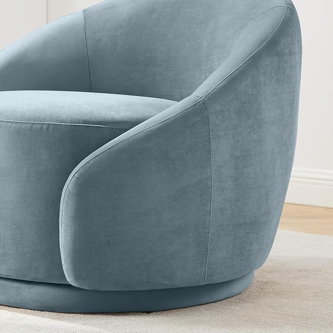 VANOMi Small Swivel Accent Chair for Living Room, Comfy Swivel Vanity Chair with Armrest, 360 Degree Velvet Barrel Accent Chair for Bedroom, Apartment, Blue